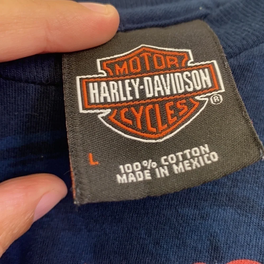 Harley Davidson - Navy Orlando Harley Davidson With Woman in Bikini Shirt Size L